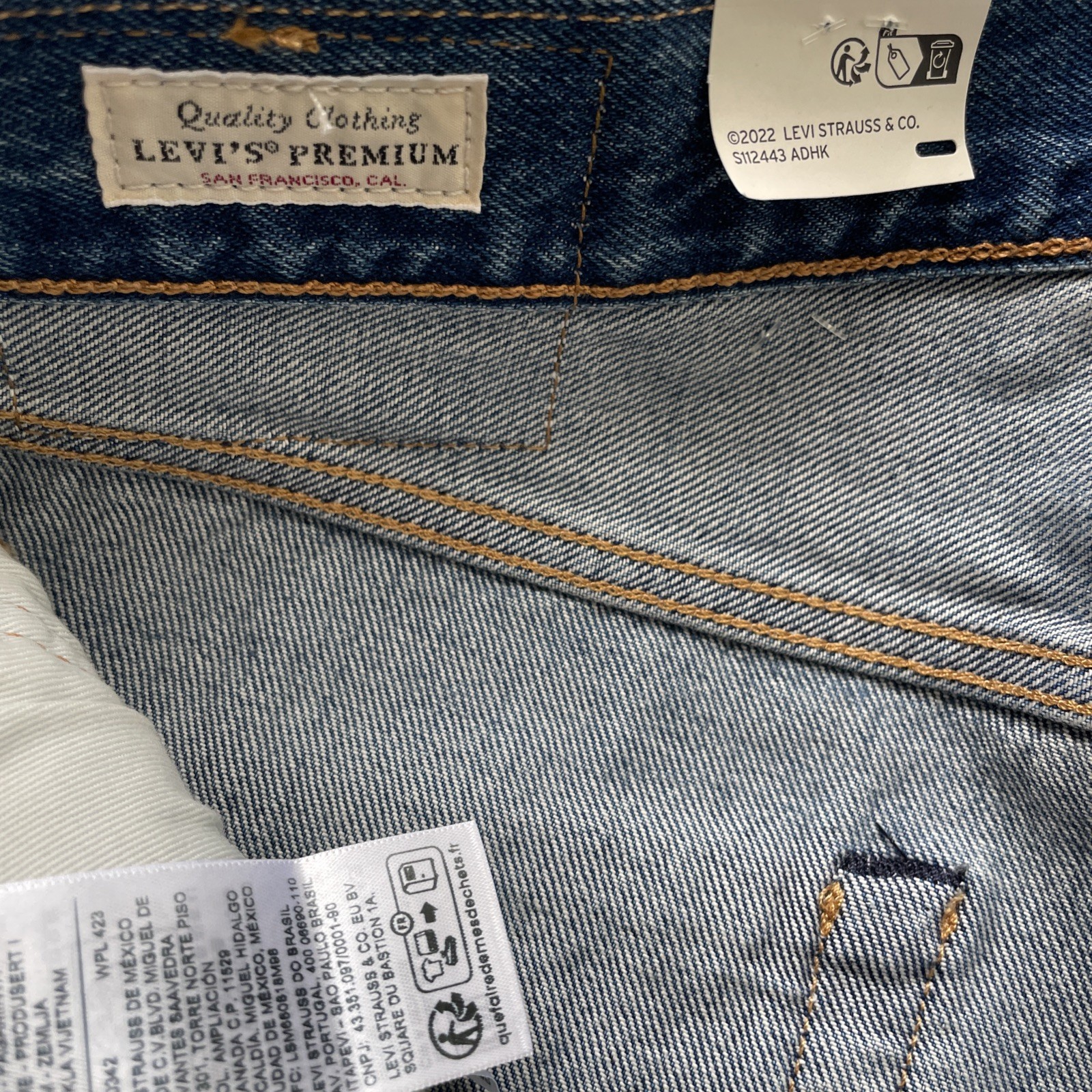 Levi's Premium 501 Original Selvedge Blue Distress Jeans Men's Size 34 X 34 Fly thumbnail 9