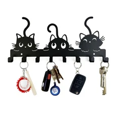 Key Holder Wall Mount, Metal 8 Hooks, Keys Organizer Rack for Doorway ，Decora...