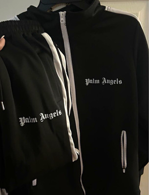 Palm Angels Black/White Stripe 2pc Tracksuit Set Full Zip Jacket Pants M
