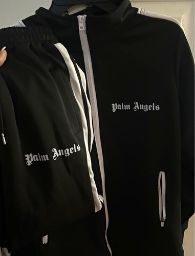 Palm Angels Black/White Stripe 2pc Tracksuit Set Full Zip Jacket Pants M