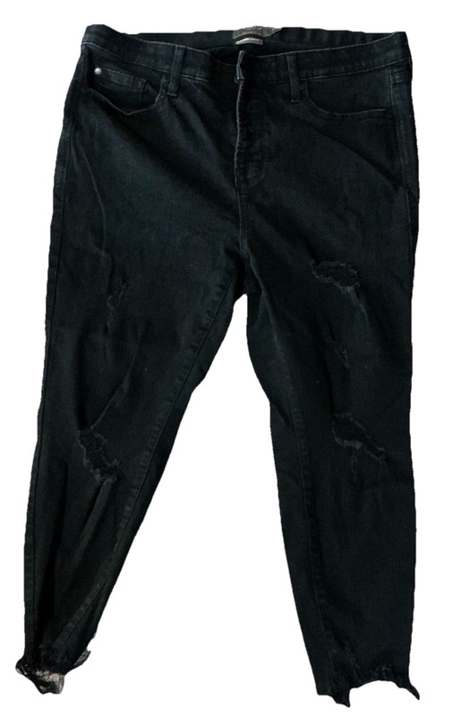 Torrid Plus Distressed Fringed Hem Black Jeans Size 16XS