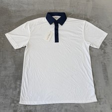 Collars  Co Dress Collar Polo Shirt Mens Medium White Navy Blue Soft New NWT