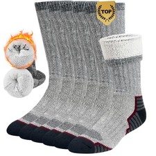 Merino Wool Socks for Men and Women 10-13 Grey Red Hiking Socks 3pairs 