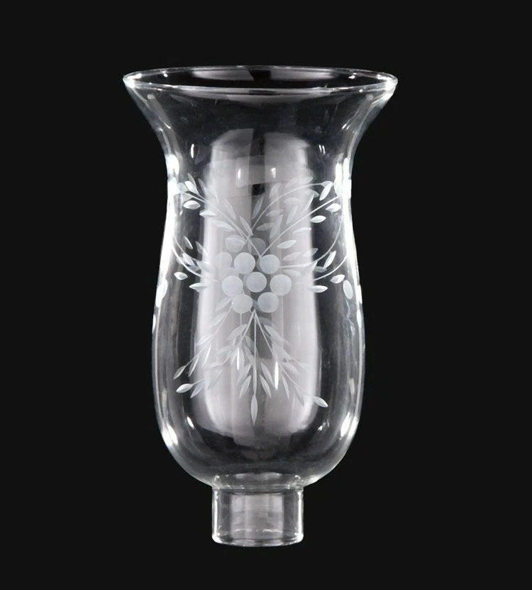 B&P LAMP SUPPLY 1 5/8" Fitter Clear Cut Flower Hurricane Lamp Shade 3 1/2" x 6 1/2" NEW 08730JB