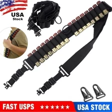 US Tactical Adjustable 16 Round Shotgun Gun Sling for 12GA Shotgun Shell Holder
