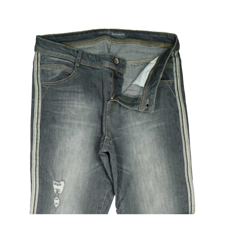 Pantalones de mezclilla grises Taifun W36 L32 look usado elástico novio Ü + talla Foto 3 de 4