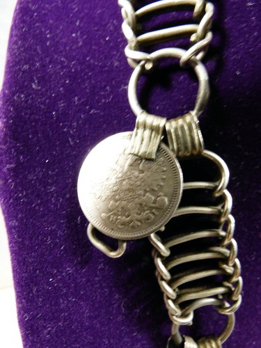Collar de Eslabón Antiguo Imperial Ruso 1825-90 Plata 10 y 15 Monedas Kopeika de Colección - Imagen 3 de 12