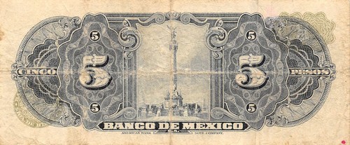 Mexico 5 Pesos 25.1.1961 Series JP Prefix P Circulated Banknote Qash10 - Picture 2 of 2