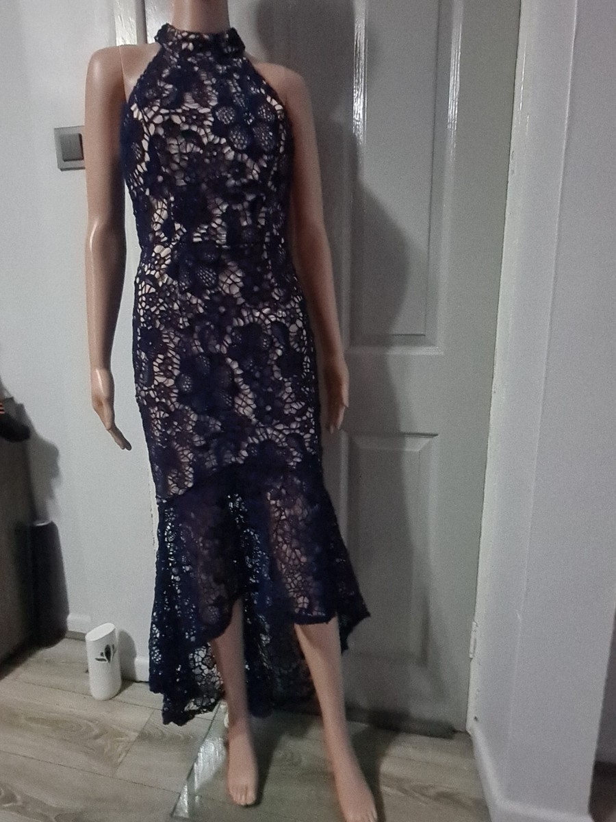QUIZ NAVY/ NUDE CROCHET HIGH NECK DRESS BNWT RRP 54.99 | eBay UK