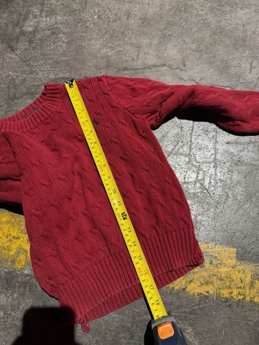 Polo Ralph Lauren Cable-Knit Sweater Sz Youth Small Red Crewneck Cotton - Picture 9 of 9