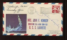 JACQUELINE KENNEDY & CAPT SIGNED 1962 USS LAFAYETTE SUB CHRISTENS LAUNCH COVER