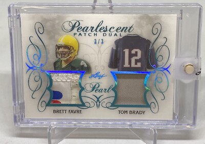 2018 Pearl Pearlescent Brett Favre Tom Brady Dual Tag Ptch /3 GAME USED HOF