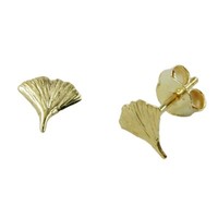 Ginkgoblatt Stecker Ohrstecker Ohrschmuck Aus 375 Gold Gelbgold FüR Damen