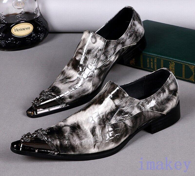 SAOLA Scarpe slip on uomo metallo a punta pelle business eleganti formali matrimonio