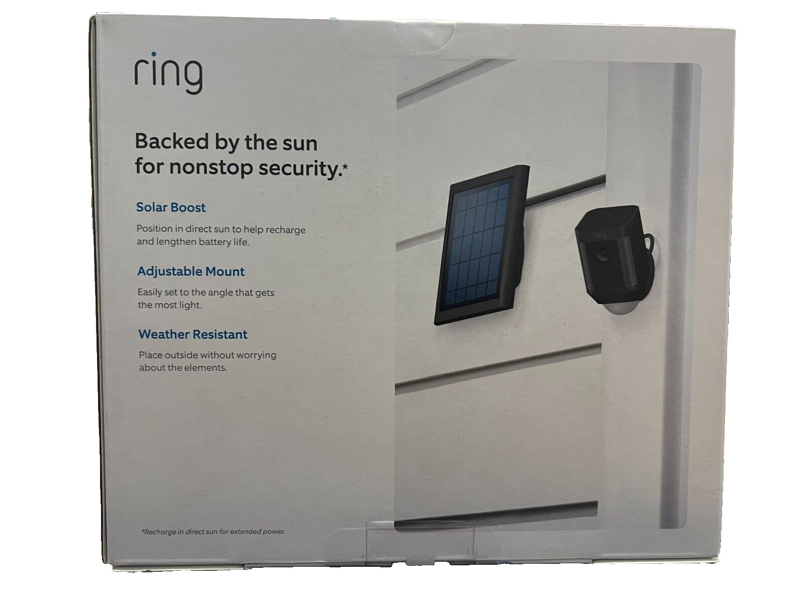 Ring Solar Panel Compatible with Spotlight Cam Battery & Stick Up Cam Battery BK