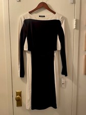 Ralph Lauren Navy Blue And White Midi Dress (Size 8, Medium)