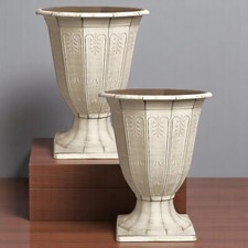 Calista Urn Planter 32cm Grey Vintage Look – Large Plastic Garden Pot 11.4L