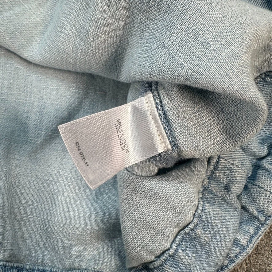 Jaqueta jeans feminina J Jill grande alta azul botão para cima linho algodão - Imagem 4 de 4