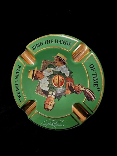 Incredibile Posacenere Sigari Arturo Fuente Porcellana Verde Oro Edizione Limitata 9,25" - Foto 3 di 14