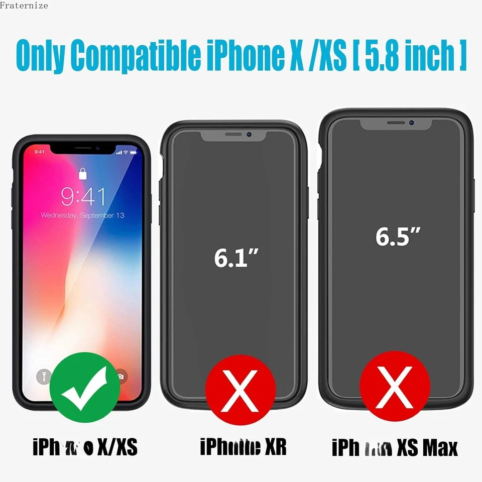 Battery Charger Case for iPhone X/XS Charging Cover Battery Pack Power Bank  - Image 2 of 4