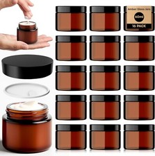 Amber Glass Cosmetic Jars with Lids UV Protection Travel Pots Lotion Container