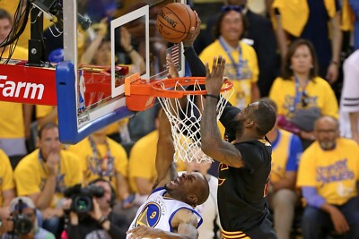 Lebron James Blocks Andre Iguodala in 2016 NBA Finals Poster (24x36 inches) 