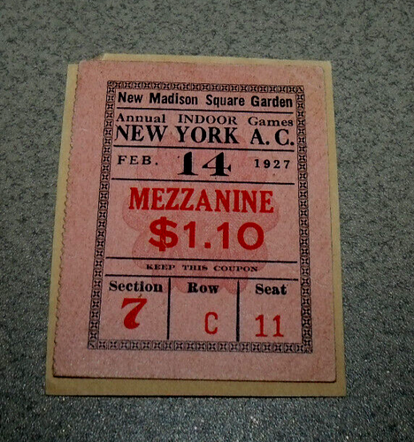 1927 Annual Indoor Track & Field Games Vintage Ticket Stub Madison ...