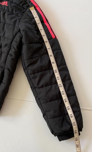 Adidas Puffer Hooded Jacket Girl’s 7/8 Years Black Coral Snow Ski Winter Zip Up - Picture 8 of 10