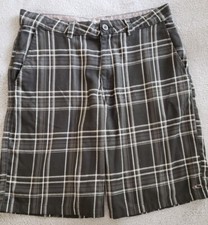 O'Neill Hybrid Shorts Mens 32 Black Plaid Surf Swim Casual Flat Front