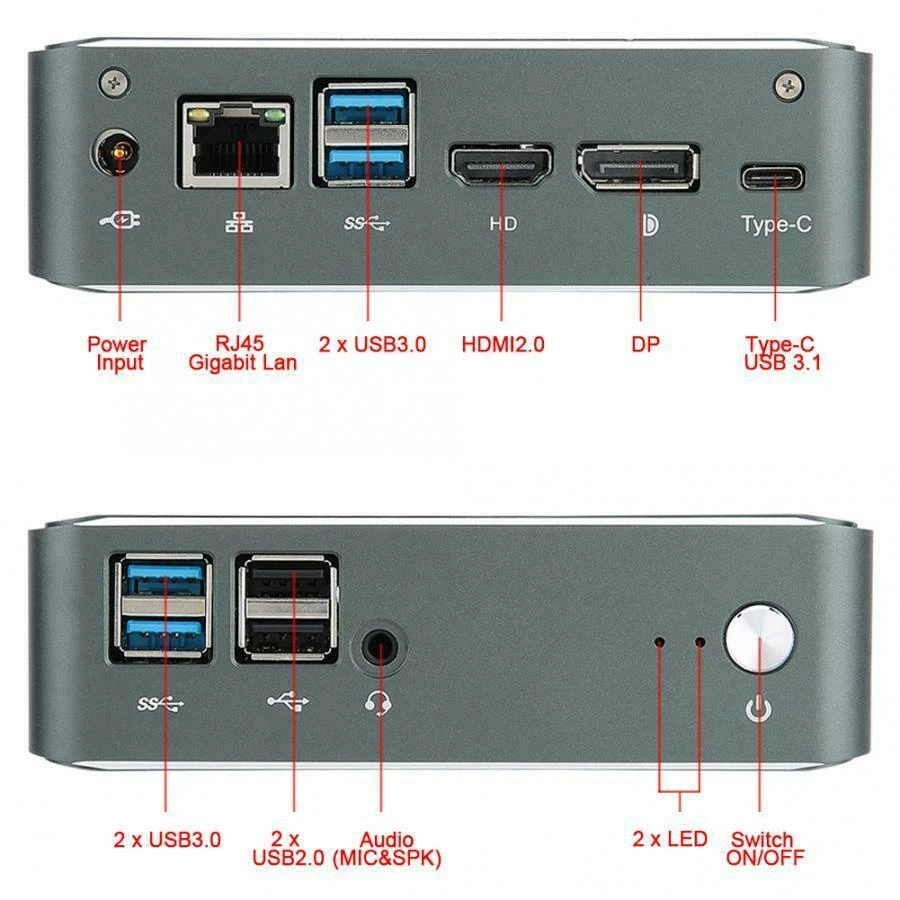 Intel i7-10510U Mini PC NUC Windows 11 PRO 32/64GB RAM 1/2TB NVMe SSD 4K HDMI DP - Image 4 of 4