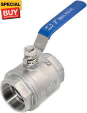 316 Stainless Steel 1/8" 3" Full Port Ball Valve with Blue Vinyl Handle, NPT Fem