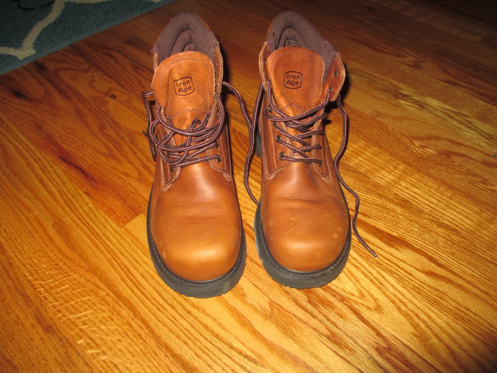 IRON AGE MENS BROWN LEATHER WORK BOOTS STEEL TOE SIZE 10 M style 210