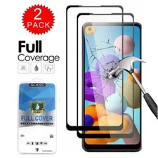 2-PACK For Samsung Galaxy A21 Full Cover Clear Tempered Glass Screen Protector