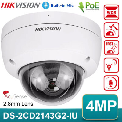 Hikvision 4MP DS-2CD2143G2-IU AcuSense Eingebautes Mikrofon Audio Dome IP Kamera