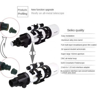 102 mm/600 mm Refractor telescope OTA Beginner Astro-Photogragh