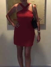 Mango Cross Halter Neck Dress In Red