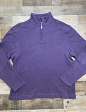 Johnston  Murphy Mens 1/4 Zip Sweater Pullover Sz 2XL Dark Purple Long Sleeve