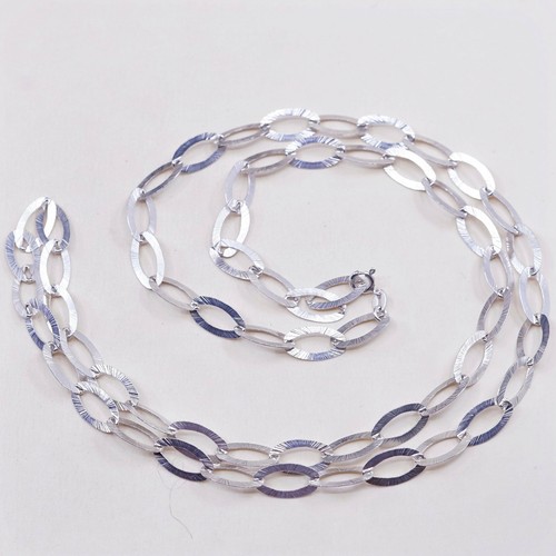 30”, KA 1772 sterling silver flatten textured oval chain, Italy 925 necklace eBay