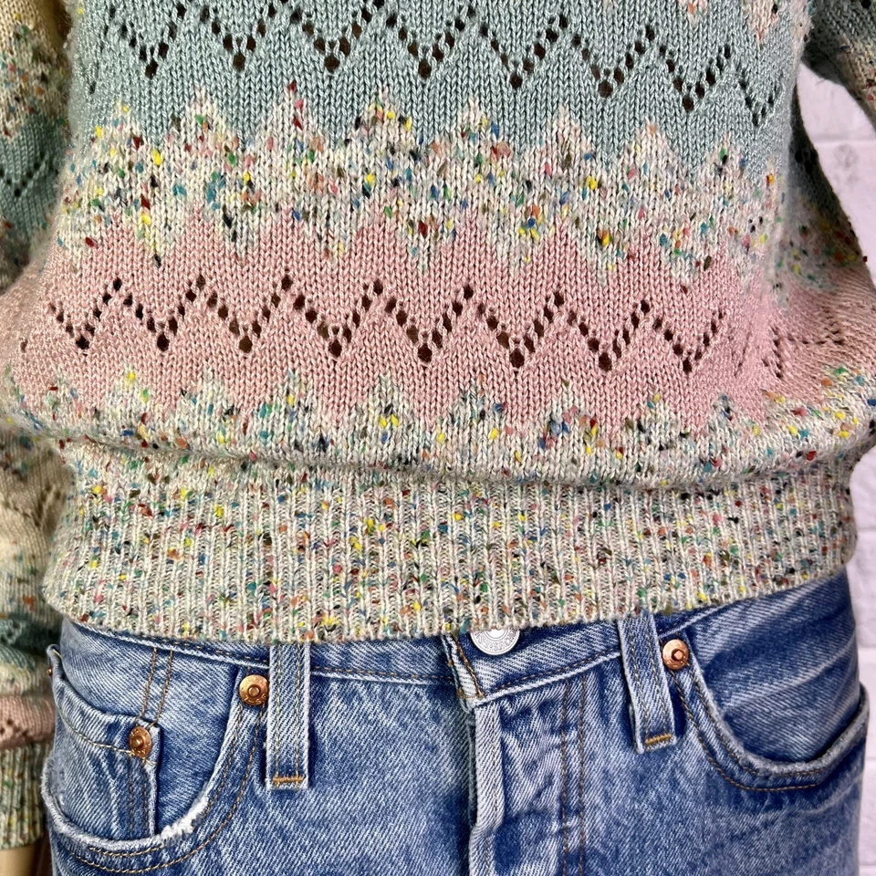 Suéter mediano vintage de grosellas de Jeri-Jo colorido tejido con cable para mujer Foto 4 de 4