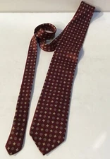 Mark Pendleton Tie 100% Silk Made In USA Maroon Menswear Geometric