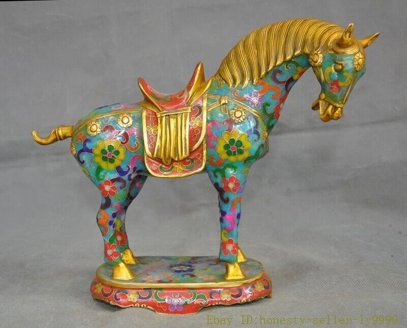 9"" China bronce Cloisonne zodiaco chino éxito animal caballo corcel estatua Foto 4 de 4