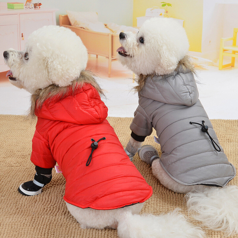 Cappotto imbottito per cani giacca per animali domestici invernale felpa  con cappuccio caldo cucciolo gatto vestiti pelliccia cappuccio