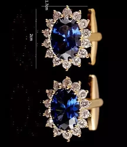 Gemelos elegantes para hombre enchapados en oro amarillo de 14k 4 quilates ovalados creados en laboratorio Foto 3 de 4