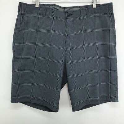 Ben Hogan Mens 40 Performance Golf Shorts Plaid Gray Caviar Moisture Wicking