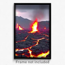 Pixel Art Poster - Damaged Lava Fields (8 Bit Psychedelic Video Game Print)