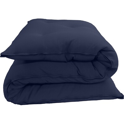 Twin Floor Rolling Futon Mattresses, Cotton Shikifuton Mats 3 x 39 x 80 Navy