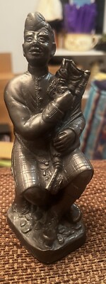 Rare Vintage cold cast bronze resin Bag Pipe Piper Scottish PERTH XX Statue