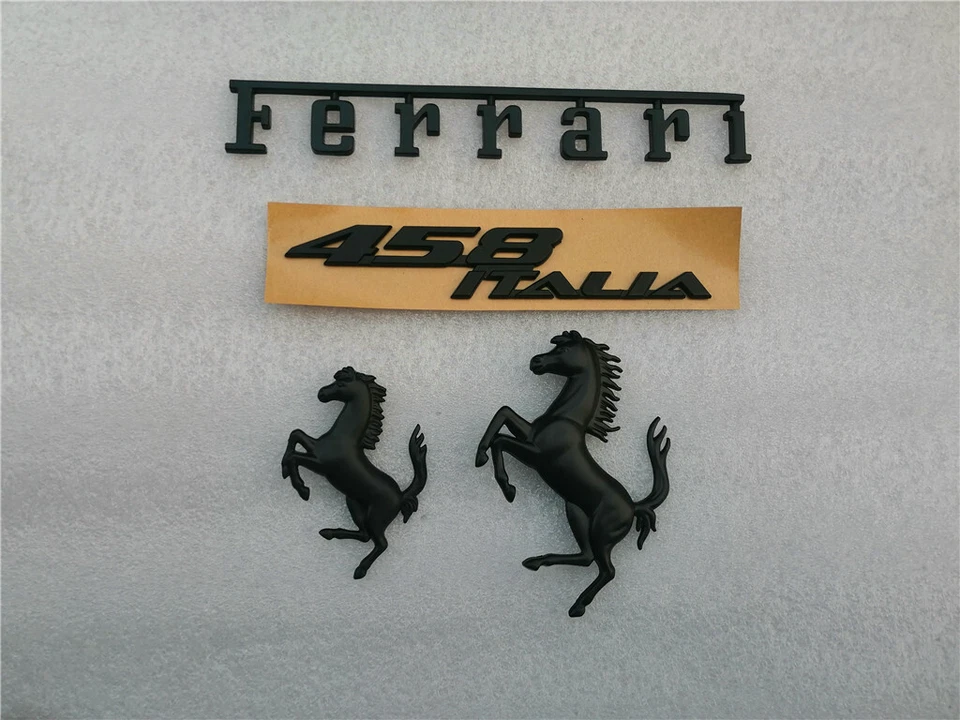 Parachoques delantero y trasero Ferrari 458 Italia insignia caballo emblema negro kit nuevo Foto 2 de 4