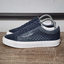 Vans Old Skool Emboss Mini Check Women's Athletic Skate Shoes Size 7.5 Blue