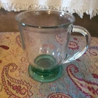 Vintage Anchor Hocking Teal Green Tint Glass Large Footed Coffee Cup Mug